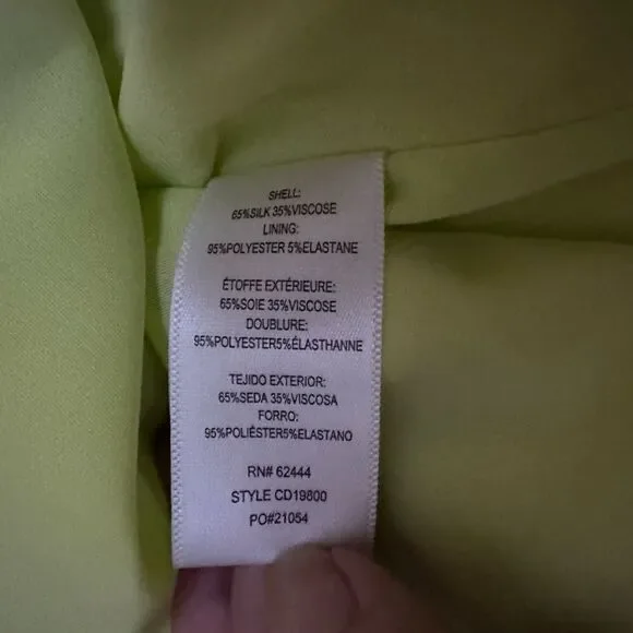 Nicole Miller Asymmetric Neck Silk Blend Slip Dress in Lemon - Size XL NWOT - Picture 10 of 11